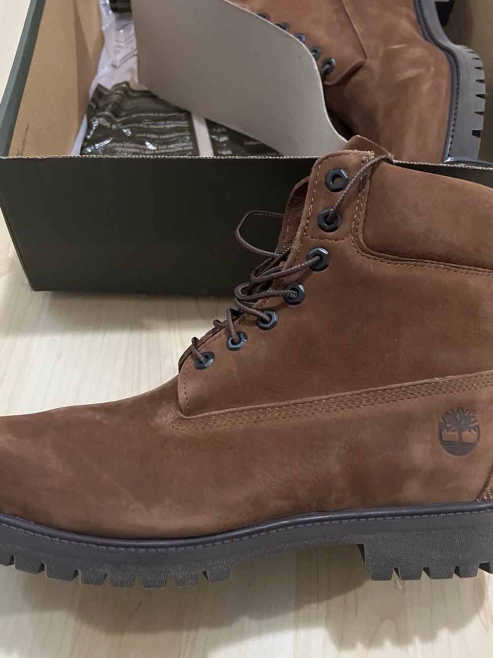Timberland Brown Nubuck Lace-Up Work Boot